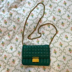 J Crew green leather crossbody